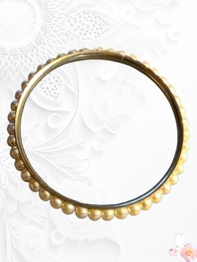 Vintage Pearl Trim Gold Bangle Bracelet Elegant Classic Statement 243